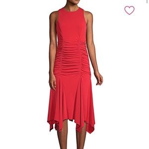 NWT Maggy London Women's Red Novelty Ruched Dress